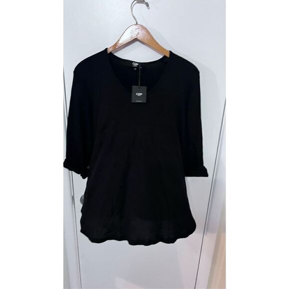 COIN 1804 BLACK RIBBED 3/4 BLOUSE NEW WOMENS SIZE 1X  NEW - Picture 1 of 9